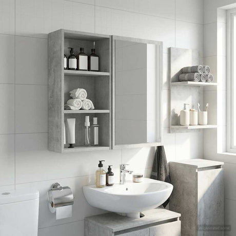 Vidaxl badkamer wandkast beton grijs 30 x 16 x 62,5 cm