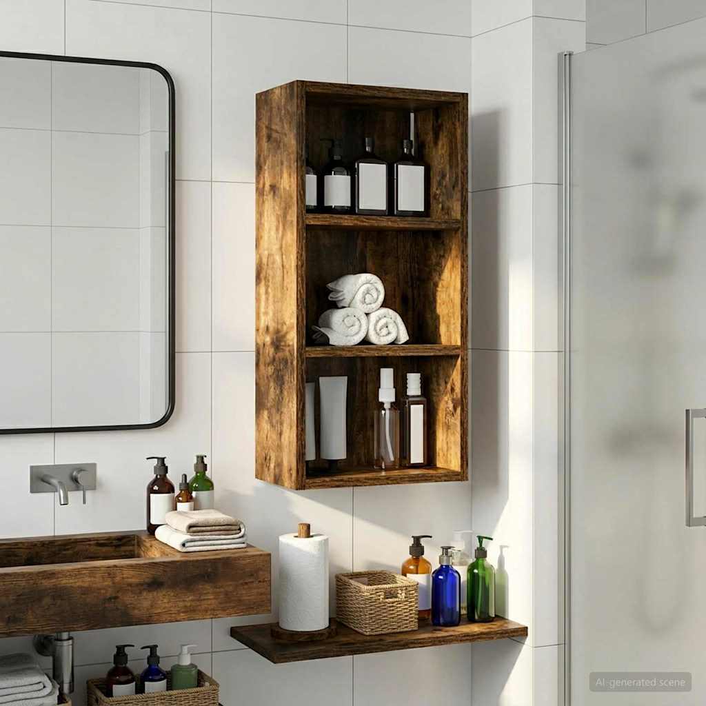 Vidaxl badkamer wandkast gerookte eik 30 x 16 x 62,5 cm