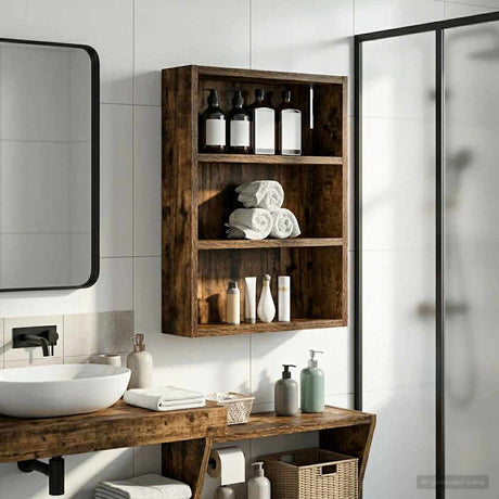 Vidaxl badkamer wandkast gerookte eik 40 x 10 x 50 cm