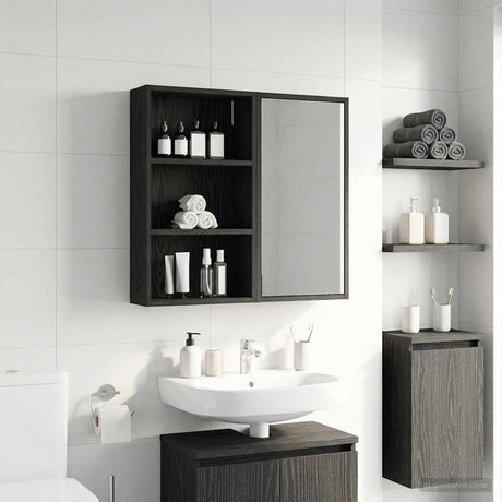 Vidaxl badkamer wandkast zwart eiken 40 x 14 x 70 cm
