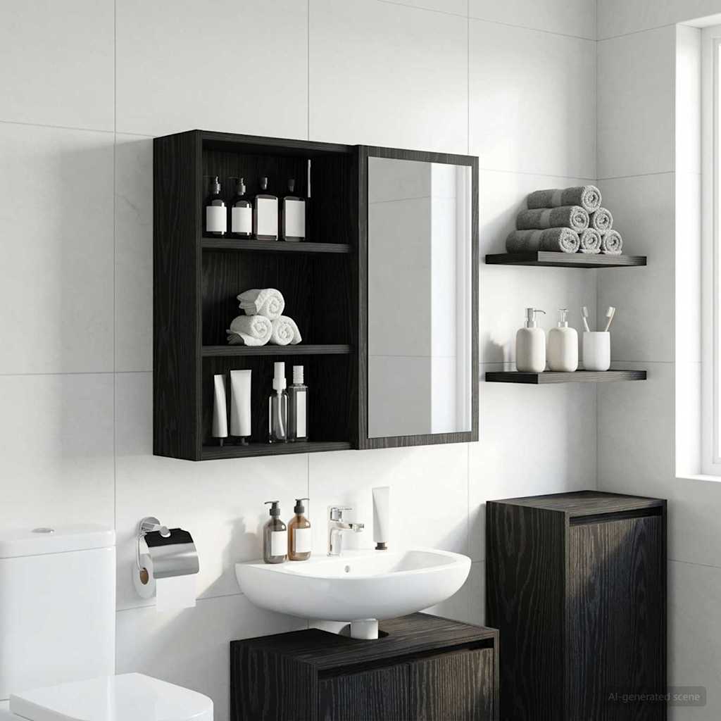 Vidaxl badkamer wandkast zwarte eik 40 x 16 x 62,5 cm
