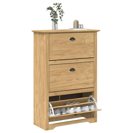 Vidaxl schoenenrek bodo 80 x 35 x 118 cm bewerkt hout honingbruin