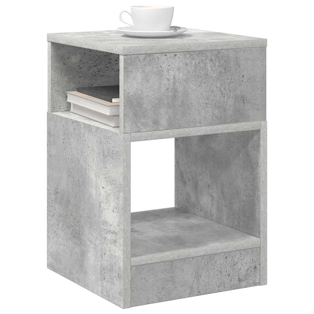 Vidaxl bijzettafel 2 st beton grijs 30,5 x 30 x 45 cm bewerkt hout
