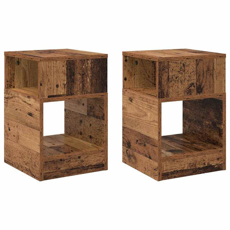 Vidaxl bijzettafel 2 st oudhout 30,5 x 30 x 45 cm bewerkt hout