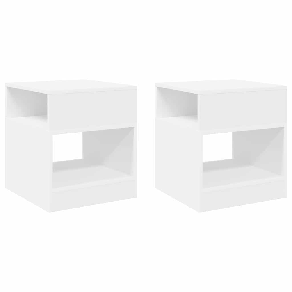 Vidaxl bijzettafel 2 st wit 40,5 x 40 x 45 cm bewerkt hout