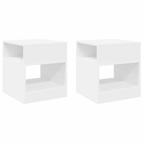 Vidaxl bijzettafel 2 st wit 40,5 x 40 x 45 cm bewerkt hout