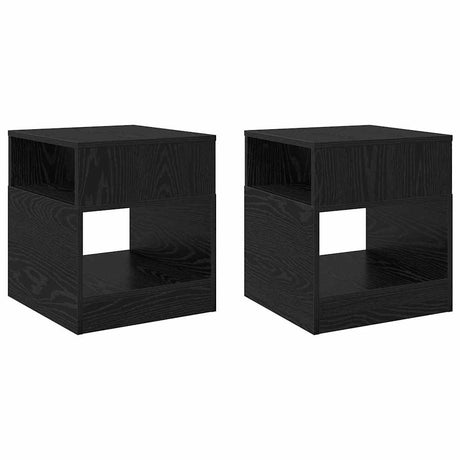 Vidaxl bijzettafel 2 st zwart eiken 40,5 x 40 x 45 cm bewerkt hout
