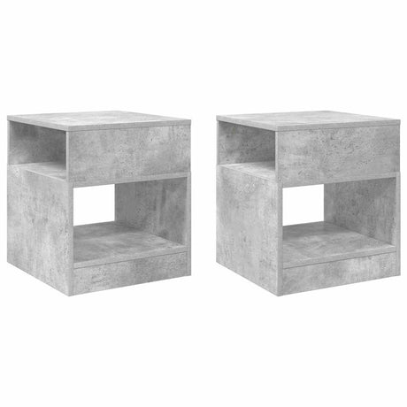 Vidaxl bijzettafel 2 st beton grijs 40,5 x 40 x 45 cm bewerkt hout