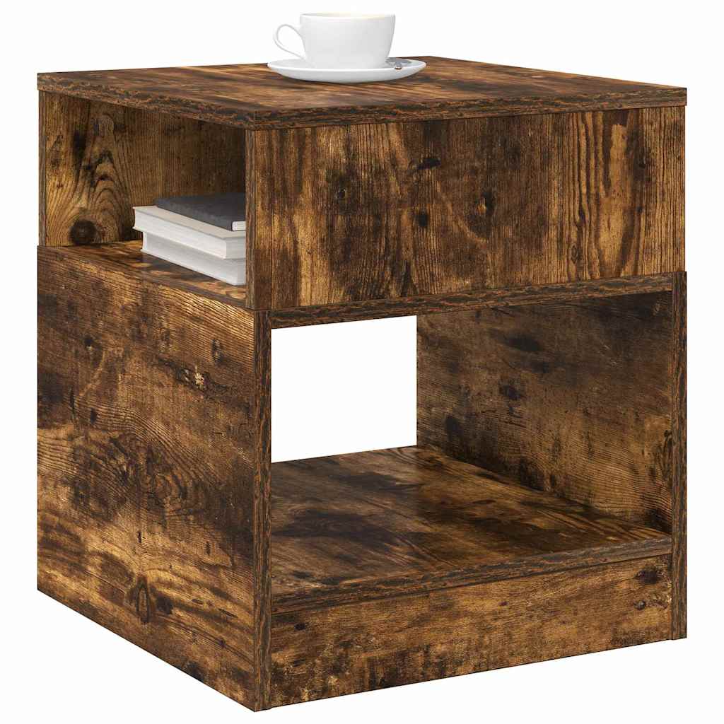 Vidaxl bijzettafel 2 st gerookt eiken 40,5 x 40 x 45 cm bewerkt hout