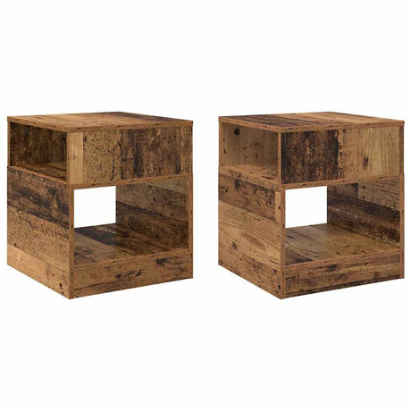 Vidaxl bijzettafel 2 st oudhout 40,5 x 40 x 45 cm bewerkt hout