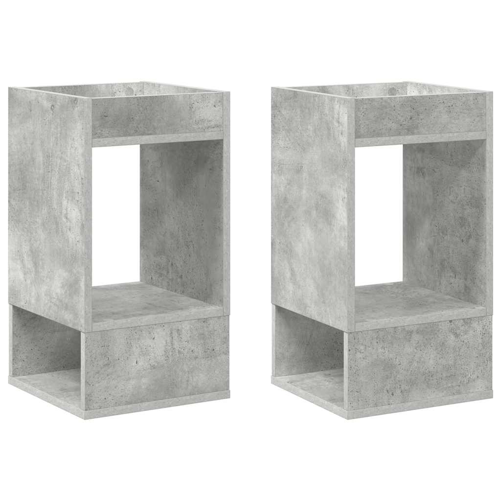 Vidaxl bijzettafel 2 st beton grijs 30 x 30 x 56 cm bewerkt hout