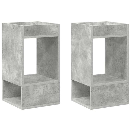 Vidaxl bijzettafel 2 st beton grijs 30 x 30 x 56 cm bewerkt hout