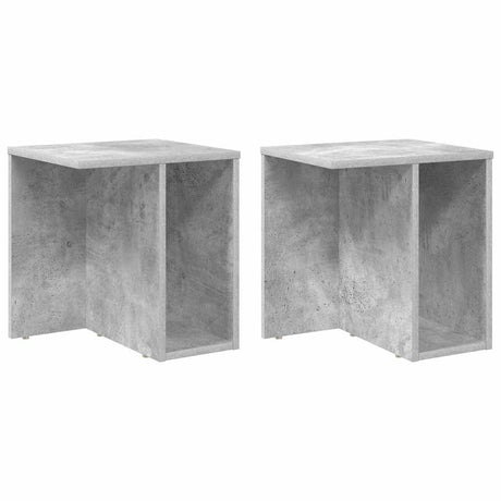 Vidaxl bijzettafel 2 st beton grijs 37 x 32 x 40 cm bewerkt hout