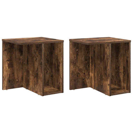Vidaxl bijzettafel 2 st gerookt eiken 37 x 32 x 40 cm bewerkt hout