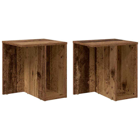 Vidaxl bijzettafel 2 st oudhout 37 x 32 x 40 cm bewerkt hout
