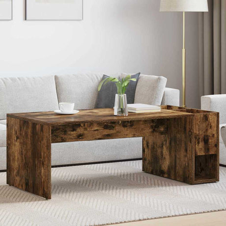 Vidaxl salontafel gerookt eiken 101,5 x 50 x 37 cm bewerkt hout
