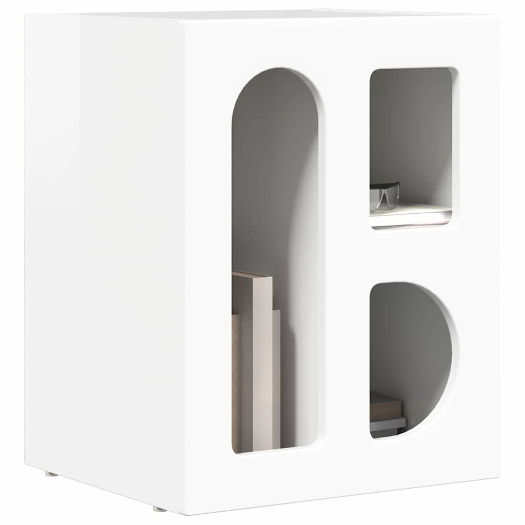 Vidaxl nachtkastje elst 2 st hoogglans wit 40 x 35 x 50 cm