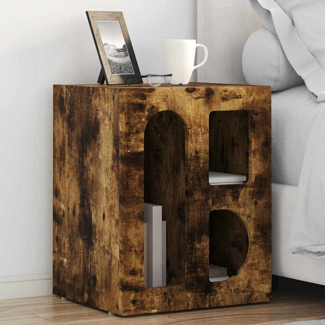 Vidaxl nachtkastje elst gerookt eiken 40 x 35 x 50 cm bewerkt hout