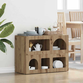 Vidaxl dressoir elst artisan eiken 80,5 x 35 x 59 cm bewerkt hout
