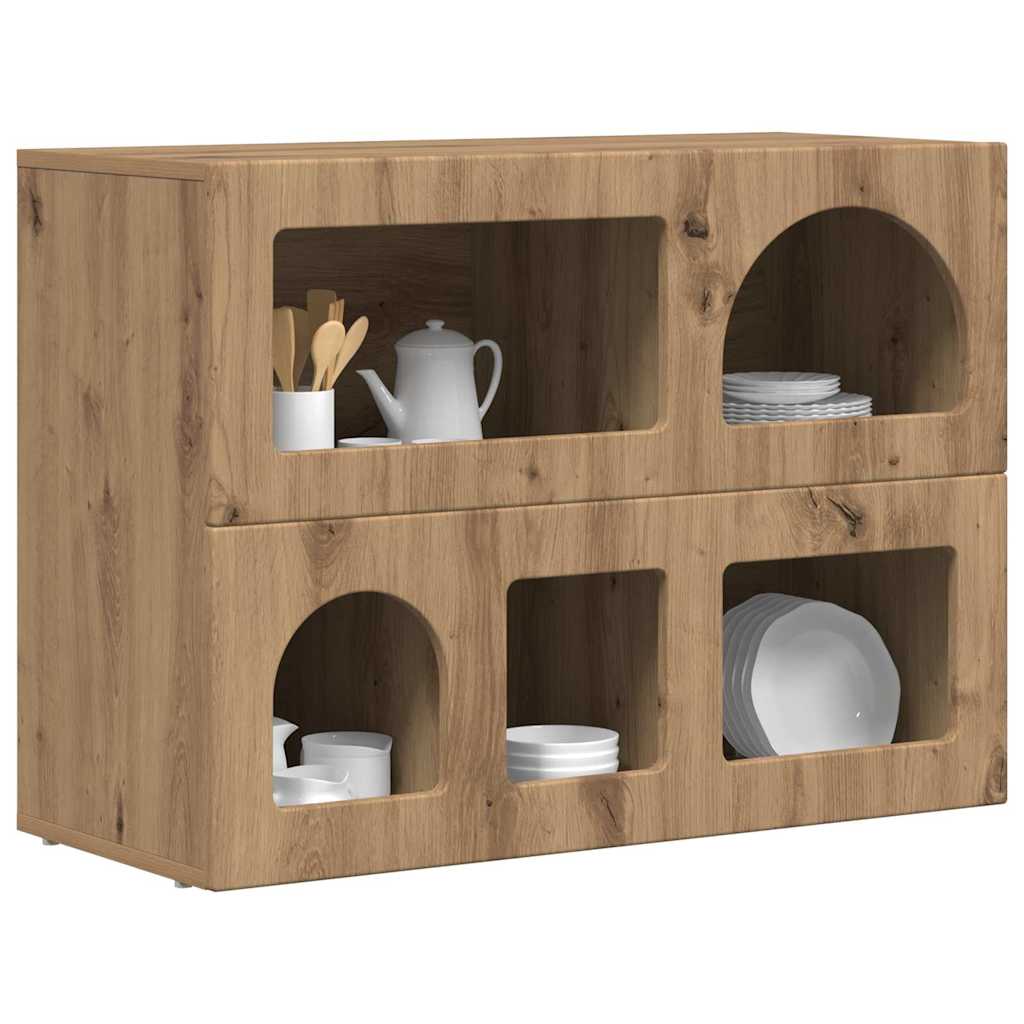 Vidaxl dressoir elst artisan eiken 80,5 x 35 x 59 cm bewerkt hout