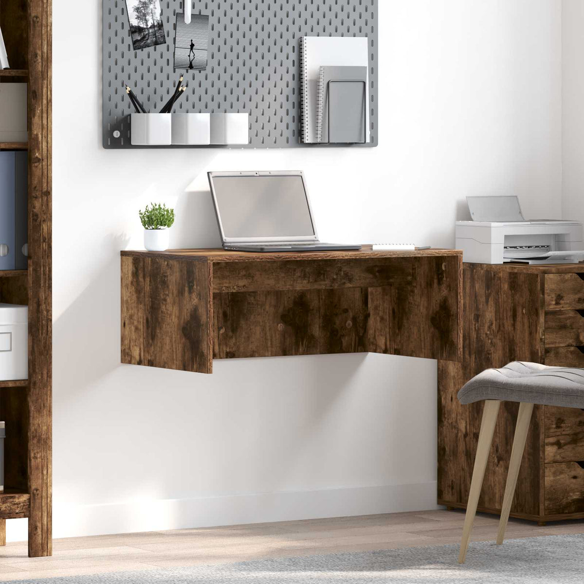 Vidaxl wandbureau gerookt eiken 80 x 45 x 30 cm bewerkt hout