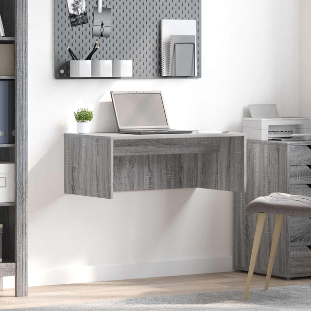 Vidaxl wandbureau grijs sonoma 80 x 45 x 30 cm bewerkt hout