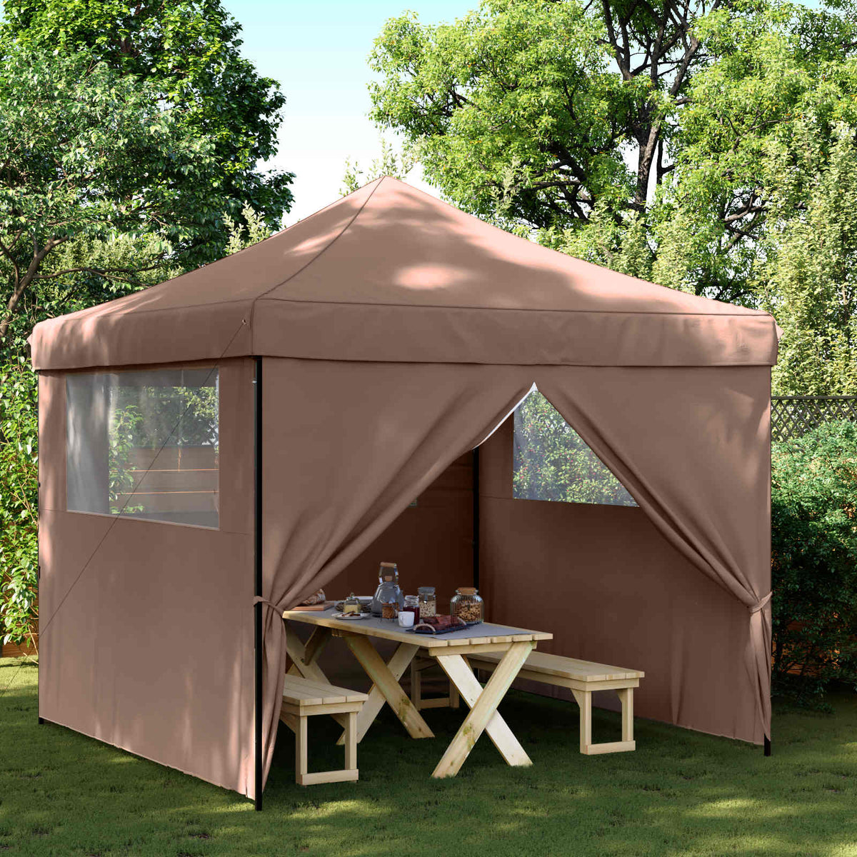 Vidaxl partytent 292 x 292 x 315 cm bruin oxford stof