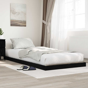 Vidaxl vloer bedframe zwart eiken 75 x 190 cm bewerkt hout