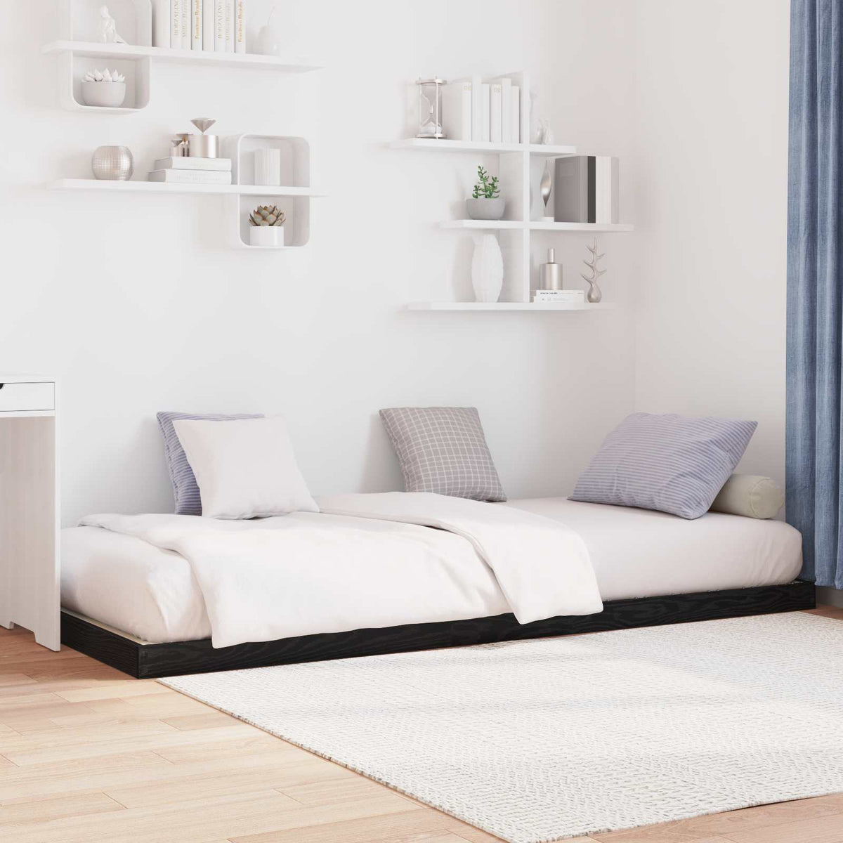 Vidaxl vloer bedframe zwart eiken 75 x 190 cm bewerkt hout