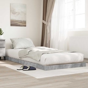 Vidaxl vloer bedframe beton grijs 75 x 190 cm bewerkt hout