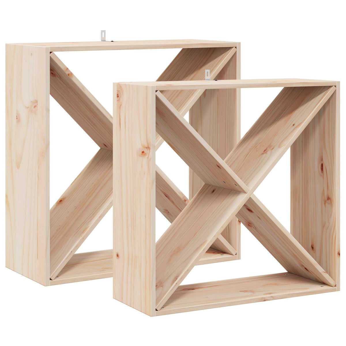 Vidaxl wijnrek 2 st naturel 62 x 25 x 62 cm massief grenenhout