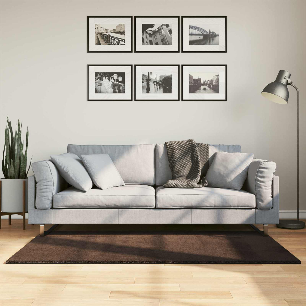 Vidaxl medium pile zachte en wasbare tapijt huarte bruin 150 x 80 cm