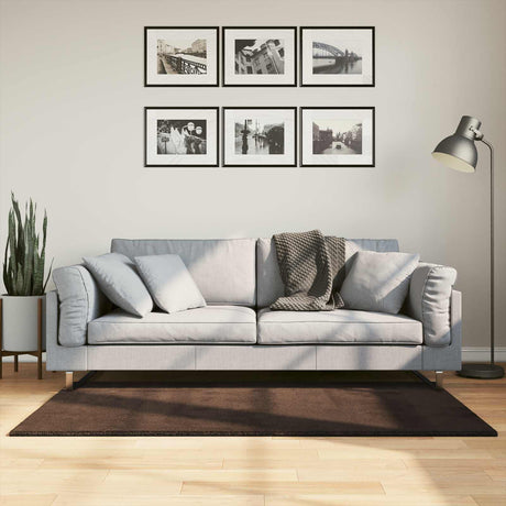 Vidaxl medium pile zachte en wasbare tapijt huarte bruin 150 x 80 cm