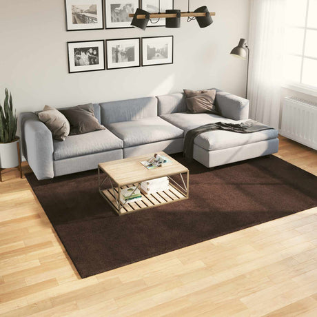 Vidaxl medium pile zachte en wasbare tapijt huarte bruin 200 x 280 cm