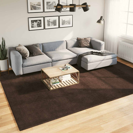 Vidaxl medium pile zachte en wasbare tapijt huarte bruin 340 x 240 cm