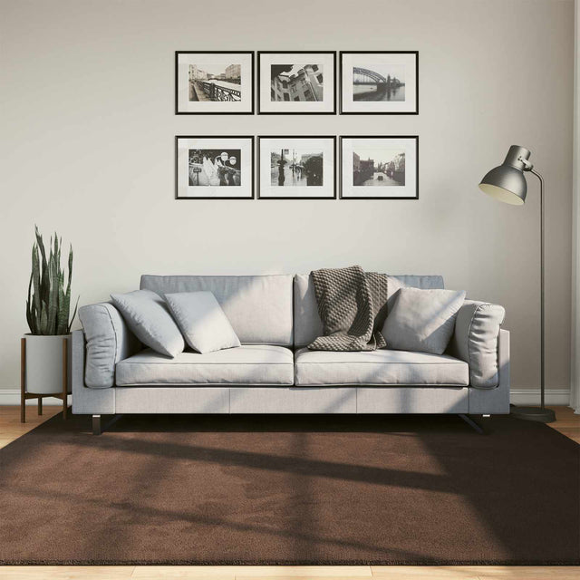 Vidaxl medium pile zachte en wasbare tapijt huarte bruin 200 x 200 cm
