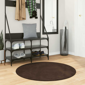Vidaxl medium pile zachte en wasbare tapijt huarte bruin ø 100 cm