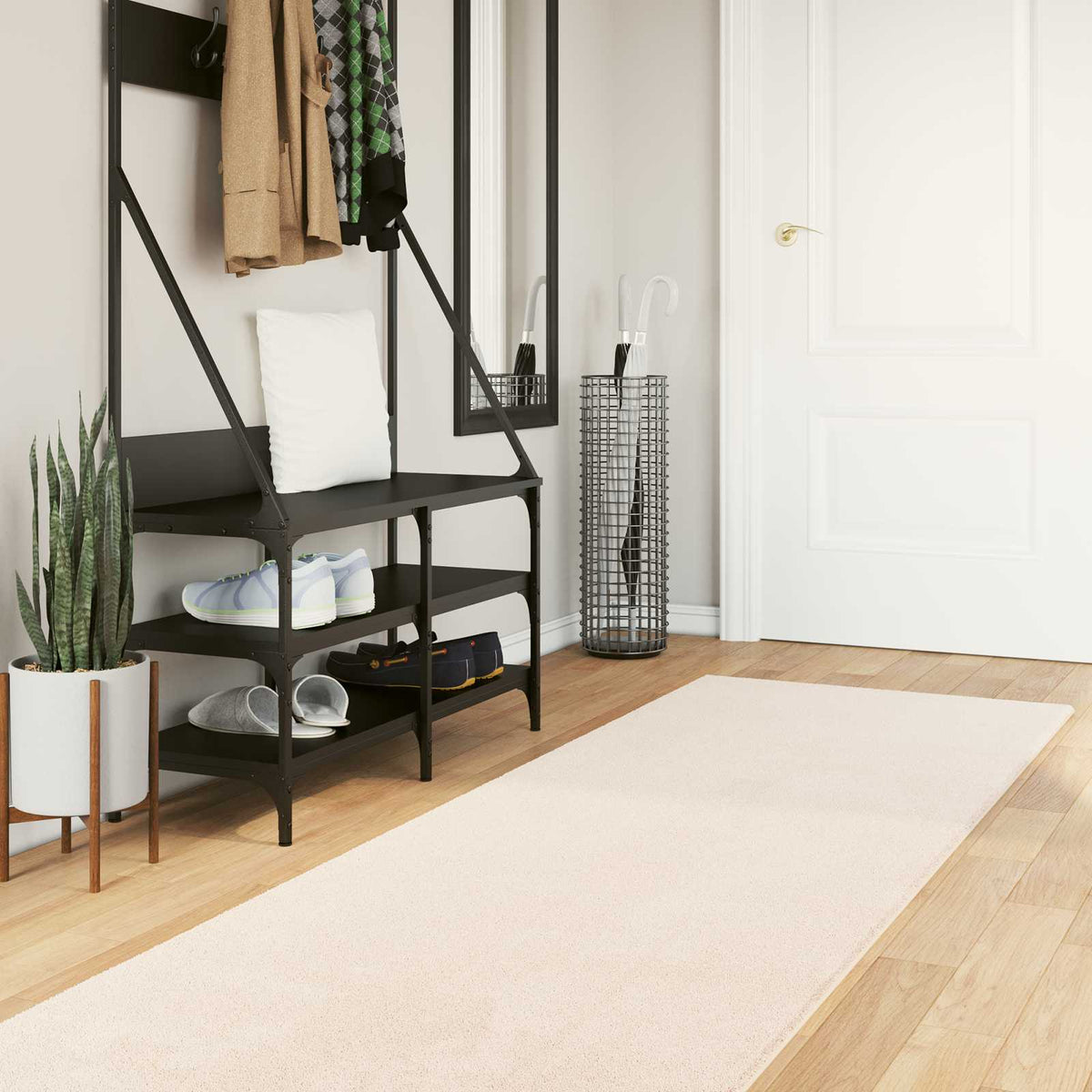 Vidaxl medium pile zachte en wasbare tapijt huarte beige 80 x 400 cm