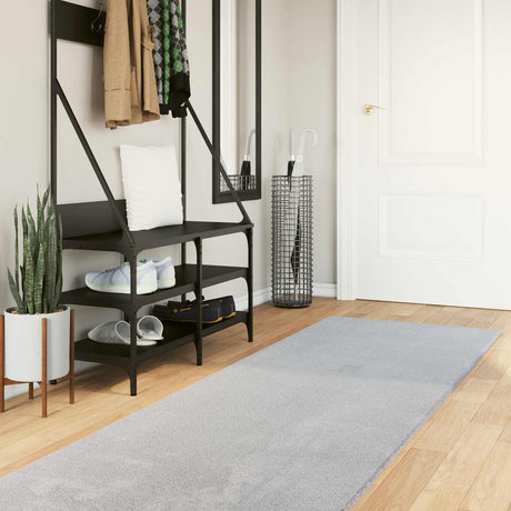 Vidaxl vloerkleed huarte grijs 80 x 400 cm 100% polyester plat