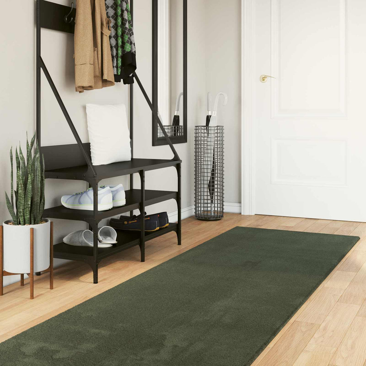 Vidaxl medium pile zachte en wasbare tapijt huarte bosgroen polyester