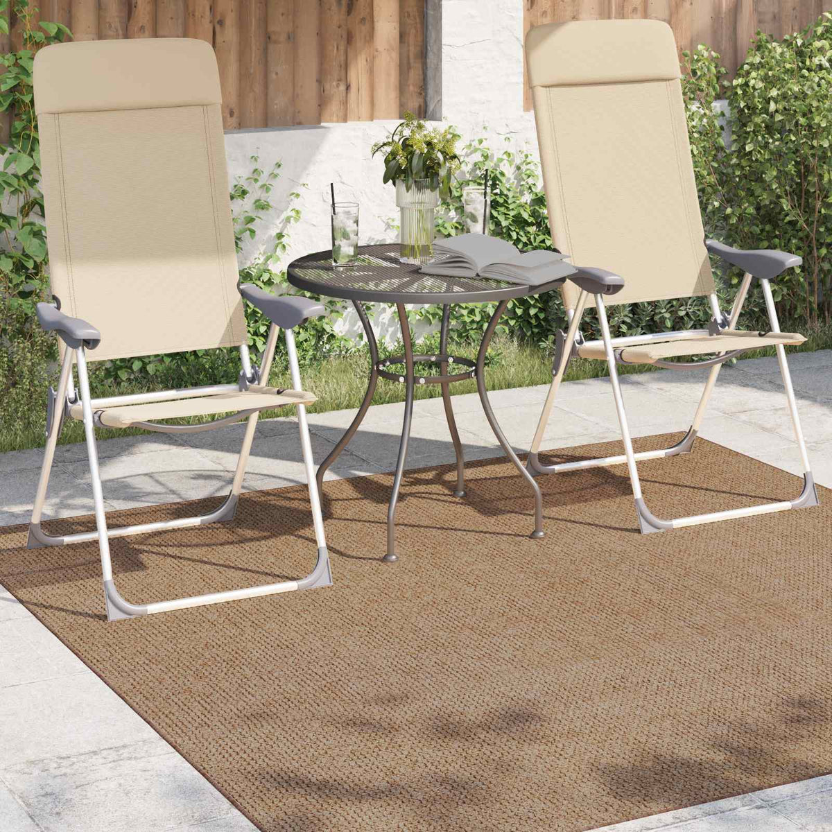 Vidaxl binnen- en buitentapijt agira naturel 120 x 120 cm polyester