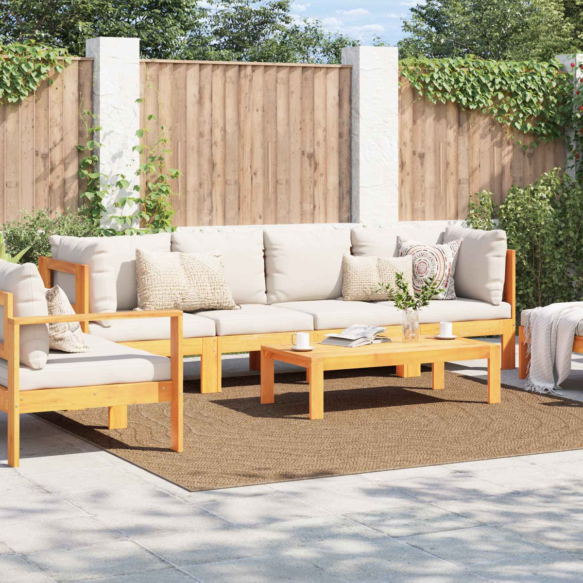 Vidaxl binnen- en buitentapijt agira naturel 240 x 240 cm polyester