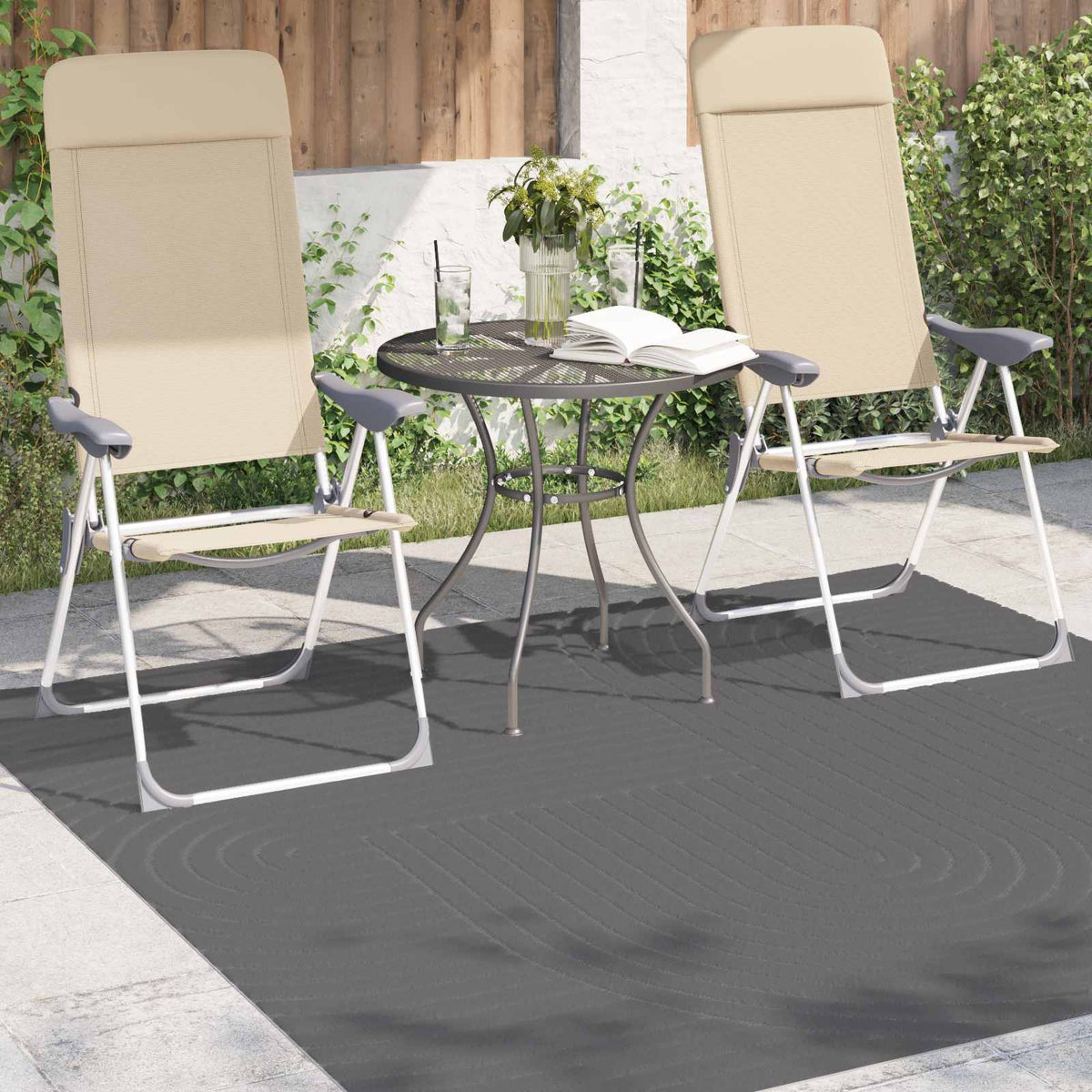 Vidaxl binnen- en buitentapijt palmeras antraciet 200 x 200 cm