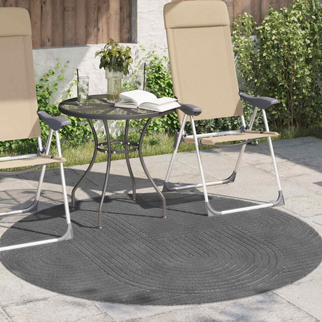 Vidaxl binnen- en buitentapijt palmeras antraciet ø 200 cm polyester