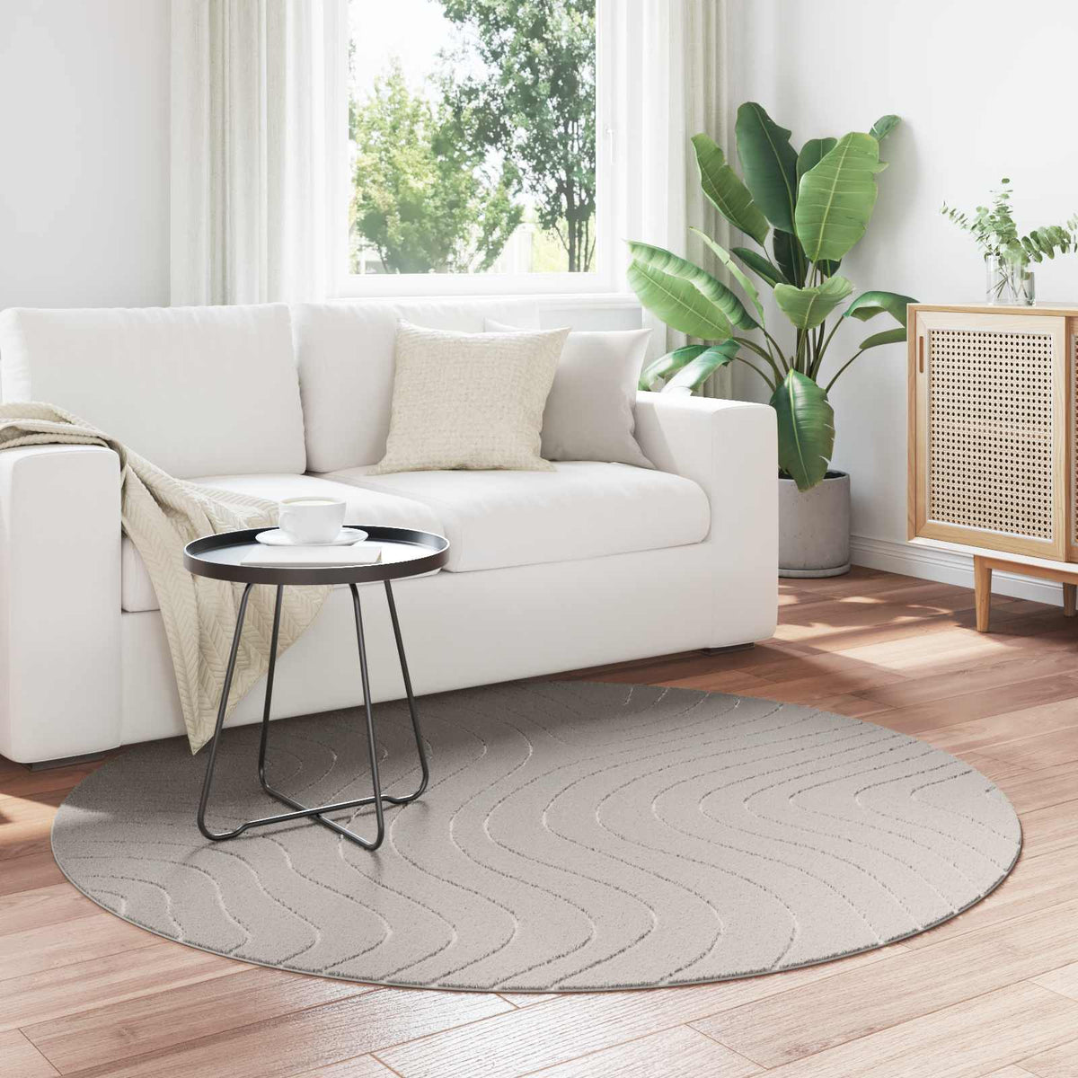 Vidaxl binnen- en buitentapijt palmeras crème ø 200 cm polyester