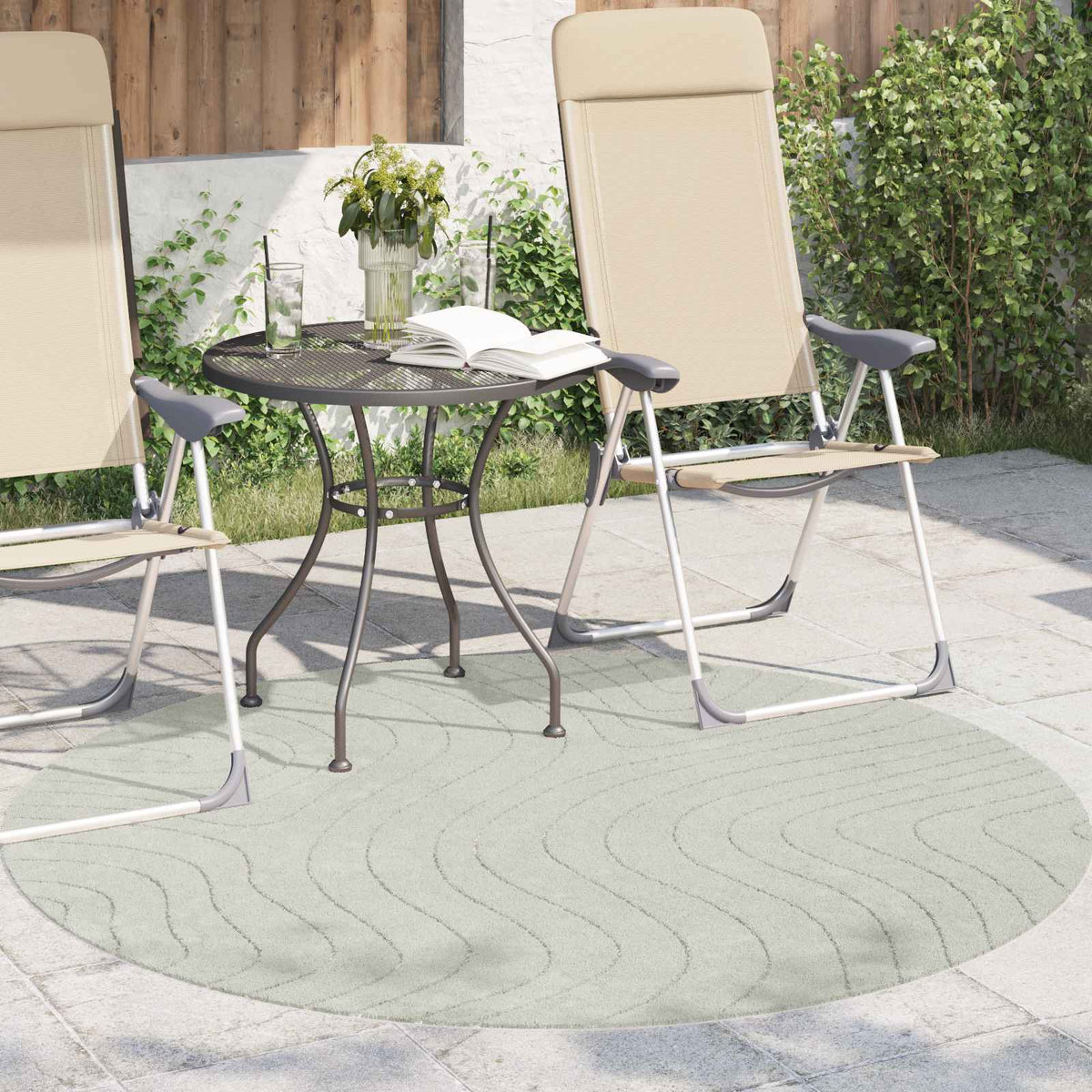 Vidaxl binnen- en buitentapijt palmeras groen ø 200 cm polyester