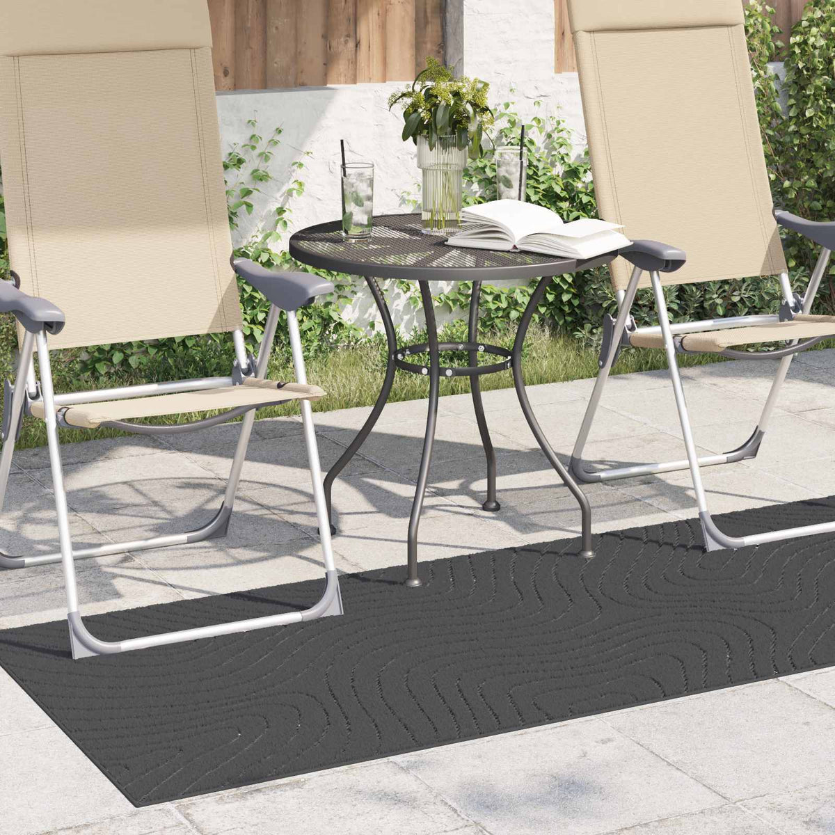 Vidaxl binnen- en buitentapijt palmeras antraciet 150 x 80 cm