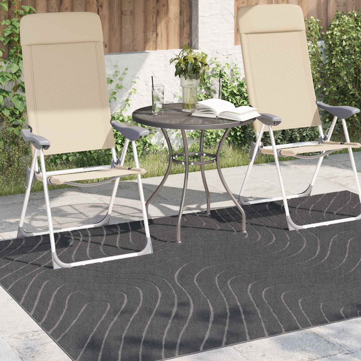 Vidaxl binnen- en buitentapijt palmeras antraciet 160 x 230 cm