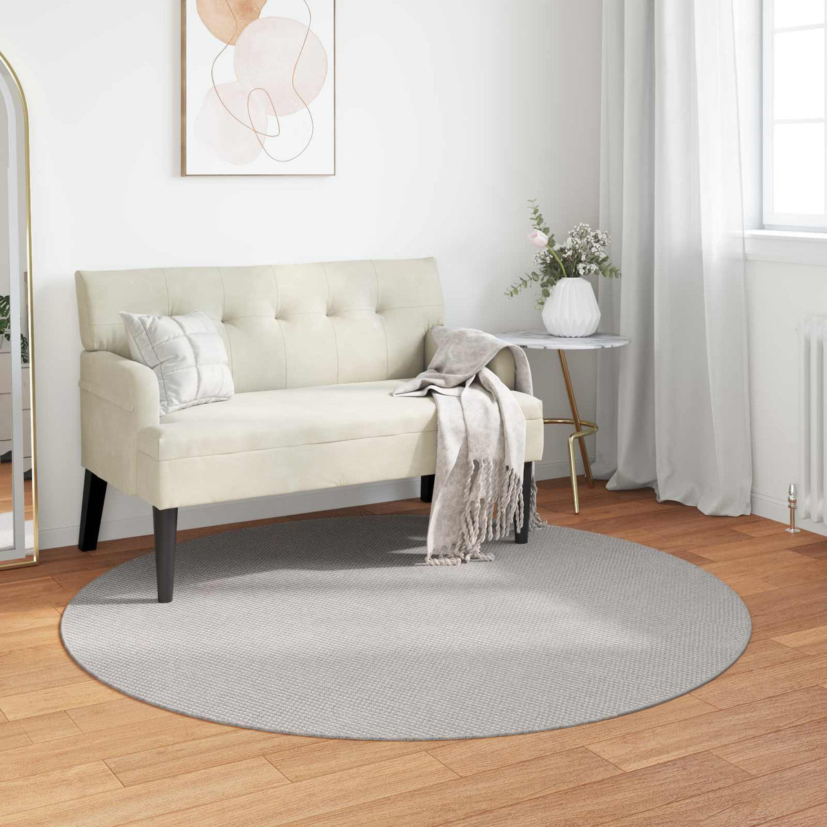 Vidaxl binnen kleed lugo crème en grijs ø 200 cm polyester