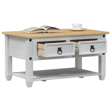 Vidaxl salontafel met lade wit 85 x 50 x 45 cm massief grenenhout